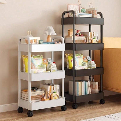 1pc 3-Tier White Storage Cart, Durable Plastic Material, 360° Swivel Wheels, Multi-Scenario Storage, Suitable For Bathroom/Bedroom